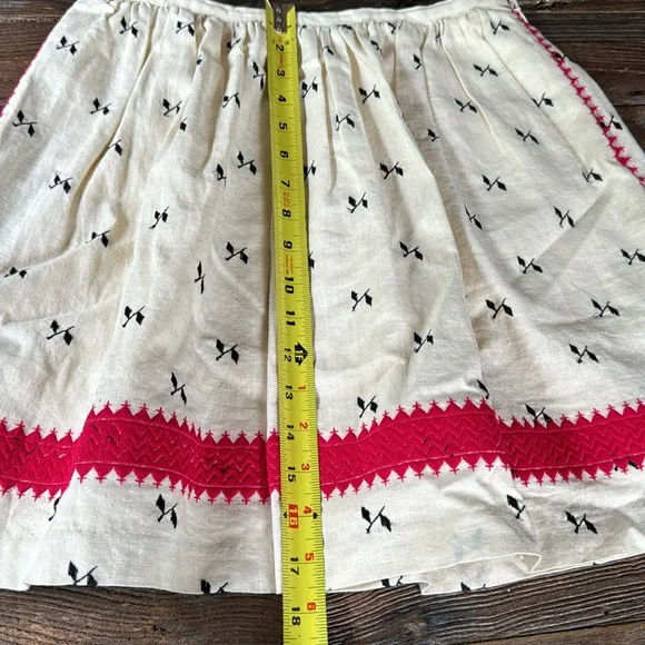 Madewell cream linen embroidered full mini skirt NWOT size 2